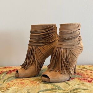 Gucci Brown Fringe Ankle Booties